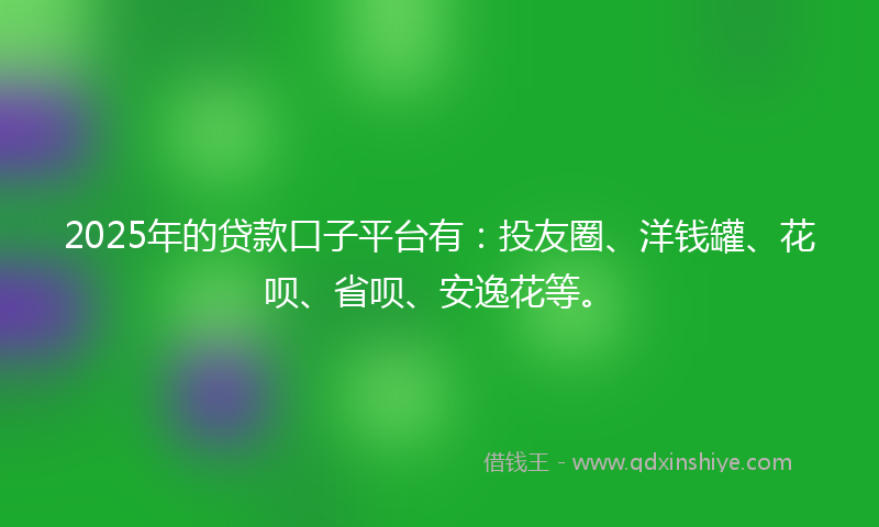 2025年的贷款口子平台有：投友圈、洋钱罐、花呗、省呗、安逸花等。