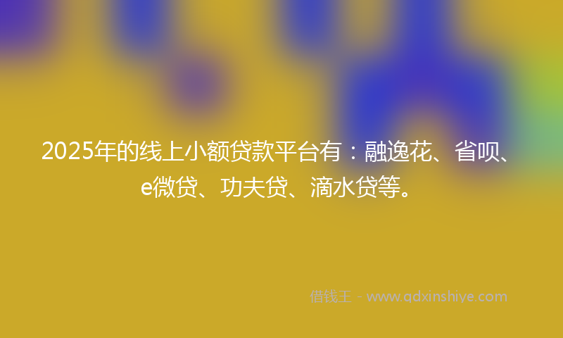 2025年的线上小额贷款平台有：融逸花、省呗、e微贷、功夫贷、滴水贷等。