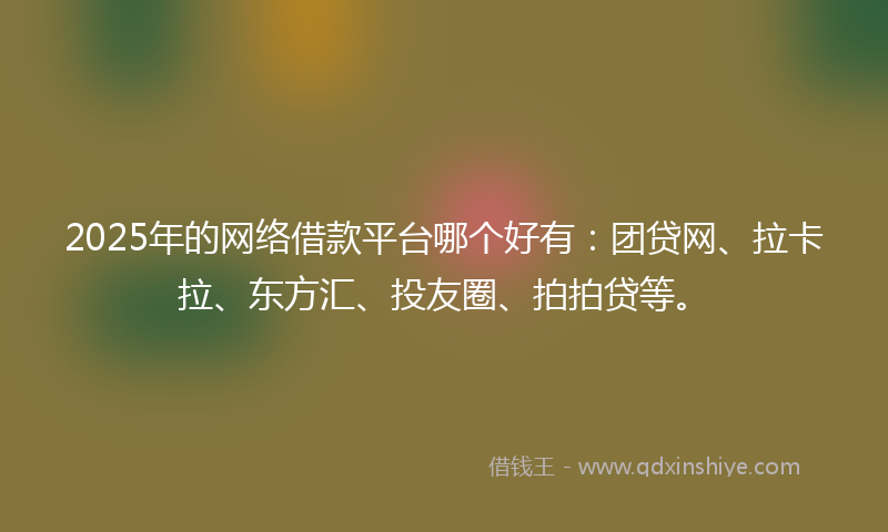 2025年的网络借款平台哪个好有：团贷网、拉卡拉、东方汇、投友圈、拍拍贷等。