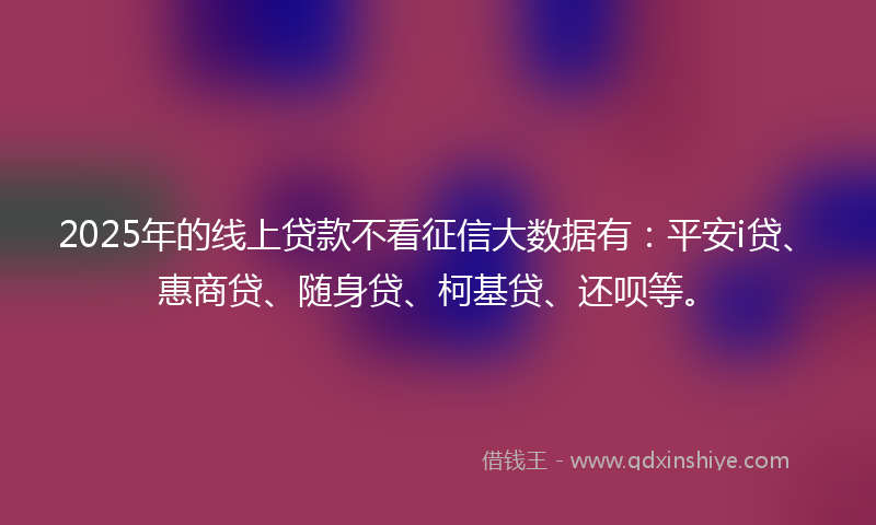 2025年的线上贷款不看征信大数据有：平安i贷、惠商贷、随身贷、柯基贷、还呗等。