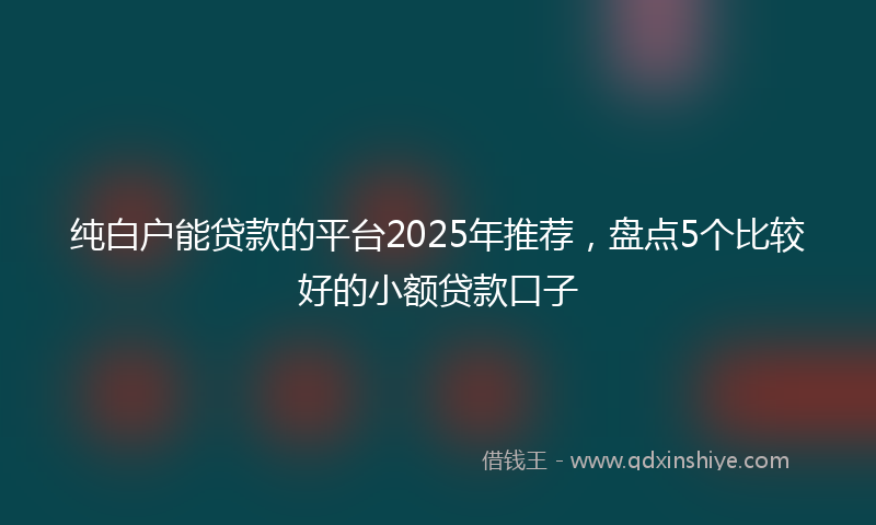 纯白户能贷款的平台2025年推荐，盘点5个比较好的小额贷款口子