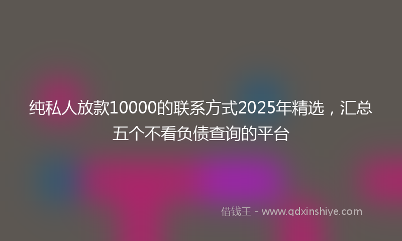 纯私人放款10000的联系方式2025年精选，汇总五个不看负债查询的平台