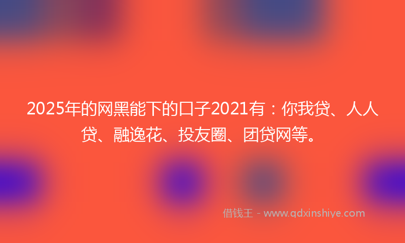 2025年的网黑能下的口子2021有：你我贷、人人贷、融逸花、投友圈、团贷网等。