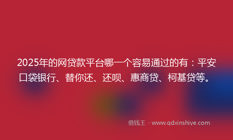 2025年的网贷款平台哪一个容易通过的有：平安口袋银行、替你还、还呗、惠商贷、柯基贷等。