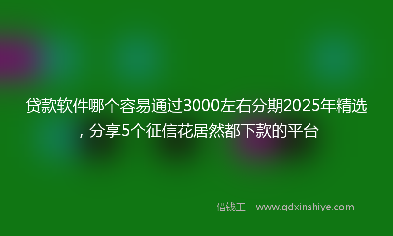贷款软件哪个容易通过3000左右分期2025年精选，分享5个征信花居然都下款的平台