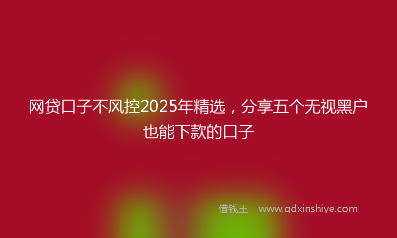 网贷口子不风控2025年精选，分享五个无视黑户也能下款的口子