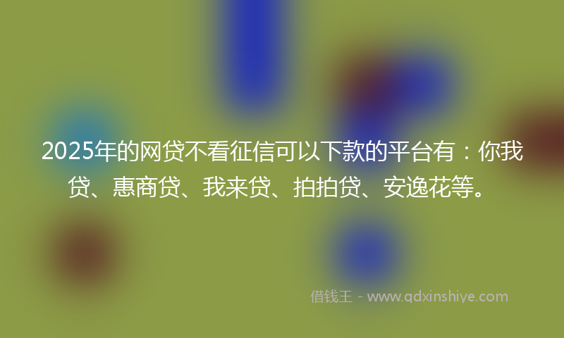 2025年的网贷不看征信可以下款的平台有：你我贷、惠商贷、我来贷、拍拍贷、安逸花等。