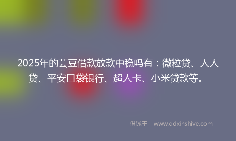 2025年的芸豆借款放款中稳吗有：微粒贷、人人贷、平安口袋银行、超人卡、小米贷款等。