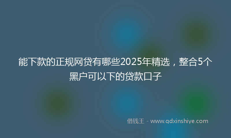 能下款的正规网贷有哪些2025年精选，整合5个黑户可以下的贷款口子