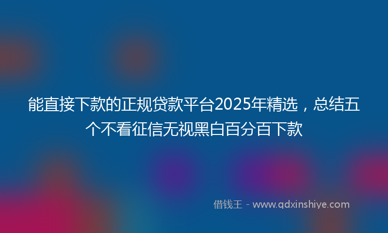 能直接下款的正规贷款平台2025年精选，总结五个不看征信无视黑白百分百下款