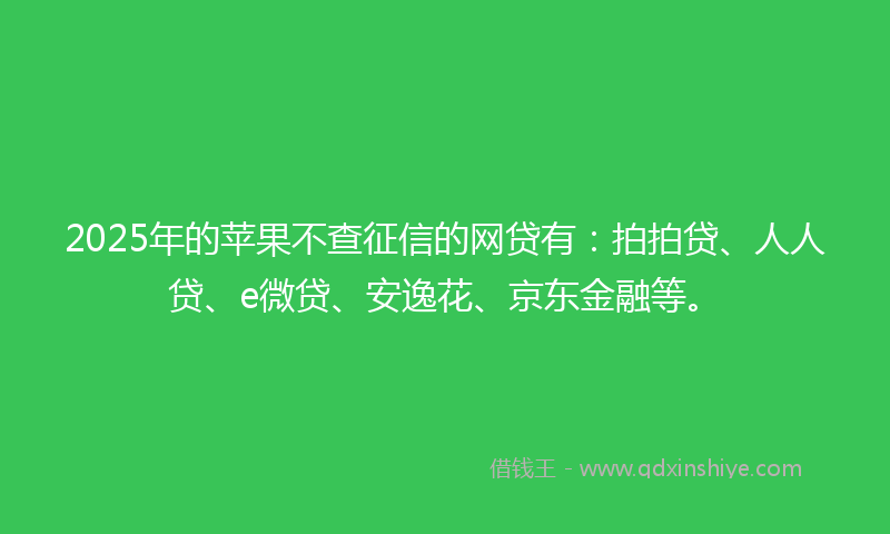 2025年的苹果不查征信的网贷有：拍拍贷、人人贷、e微贷、安逸花、京东金融等。