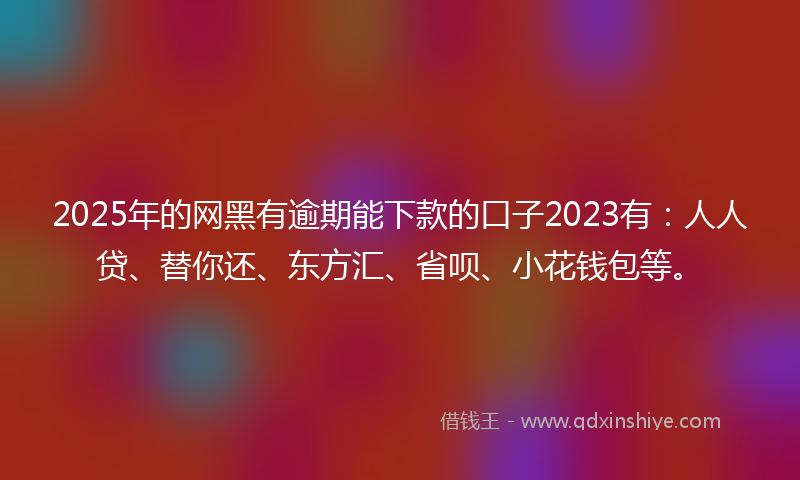 2025年的网黑有逾期能下款的口子2023有：人人贷、替你还、东方汇、省呗、小花钱包等。