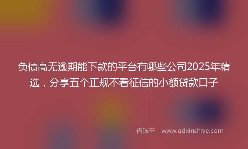 负债高无逾期能下款的平台有哪些公司2025年精选，分享五个正规不看征信的小额贷款口子