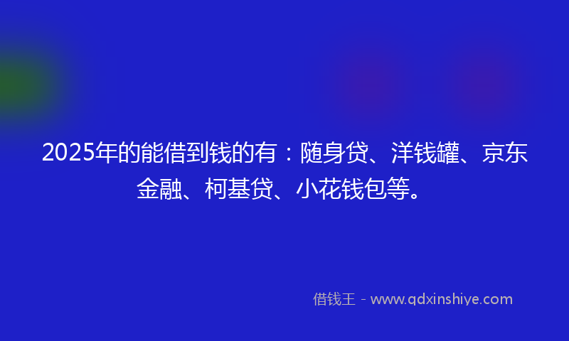 2025年的能借到钱的有：随身贷、洋钱罐、京东金融、柯基贷、小花钱包等。