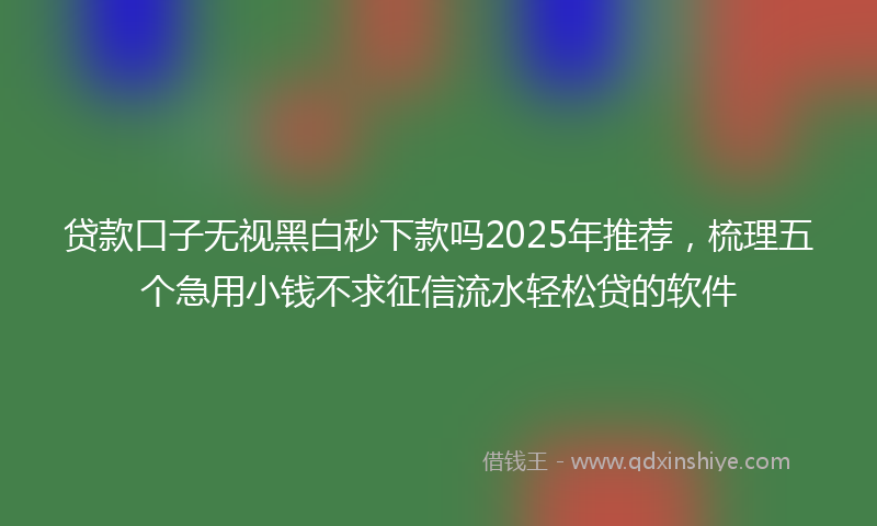 贷款口子无视黑白秒下款吗2025年推荐，梳理五个急用小钱不求征信流水轻松贷的软件