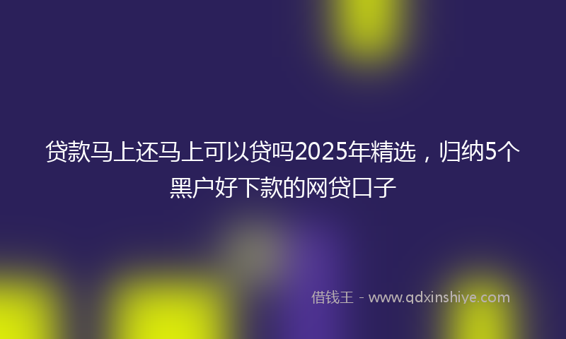 贷款马上还马上可以贷吗2025年精选，归纳5个黑户好下款的网贷口子