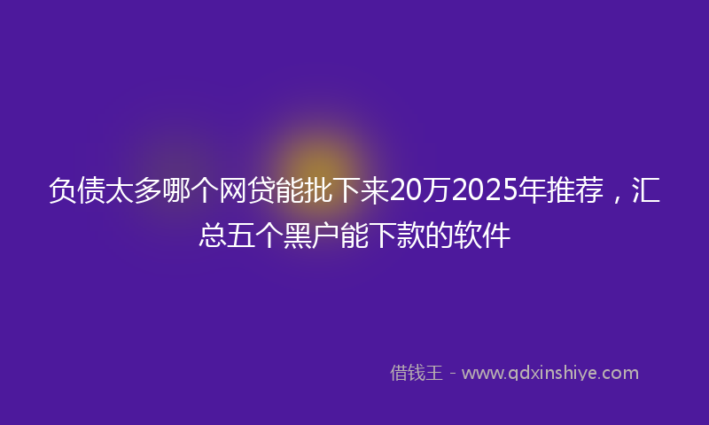 负债太多哪个网贷能批下来20万2025年推荐，汇总五个黑户能下款的软件