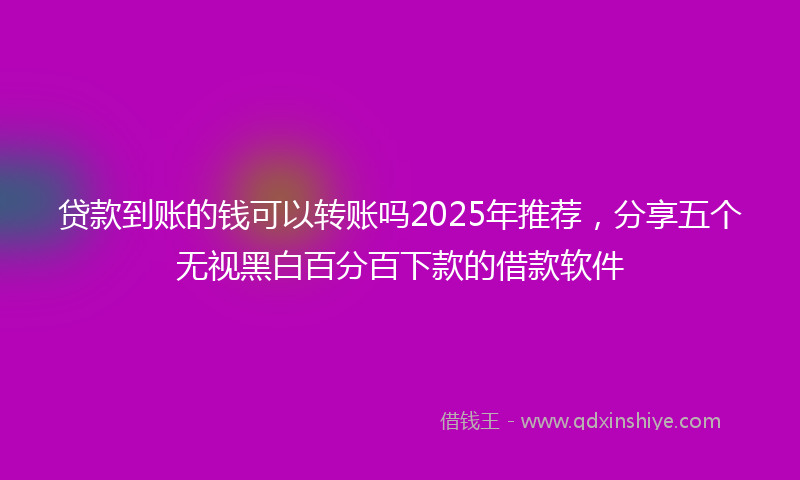 贷款到账的钱可以转账吗2025年推荐，分享五个无视黑白百分百下款的借款软件