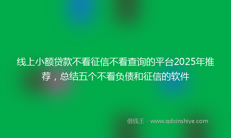 线上小额贷款不看征信不看查询的平台2025年推荐，总结五个不看负债和征信的软件