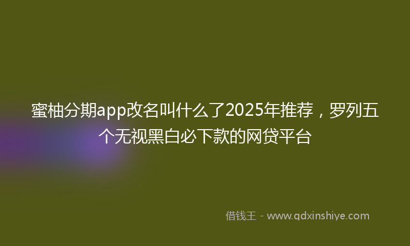 蜜柚分期app改名叫什么了2025年推荐，罗列五个无视黑白必下款的网贷平台