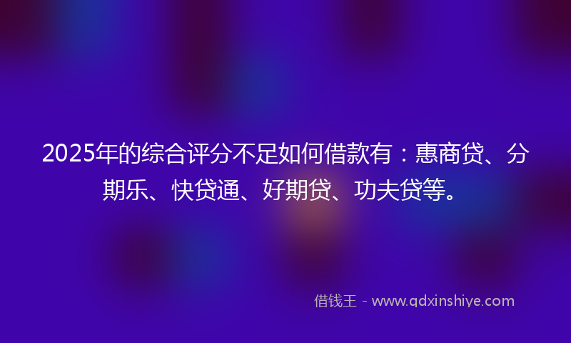2025年的综合评分不足如何借款有：惠商贷、分期乐、快贷通、好期贷、功夫贷等。