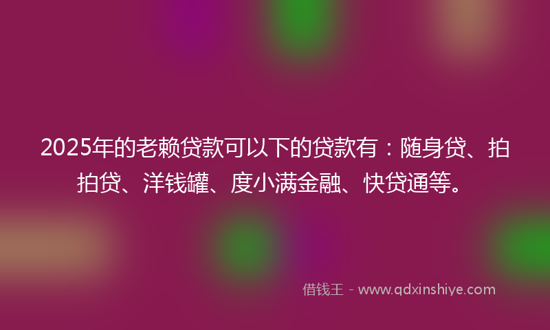 2025年的老赖贷款可以下的贷款有：随身贷、拍拍贷、洋钱罐、度小满金融、快贷通等。