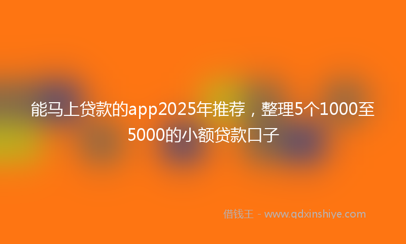 能马上贷款的app2025年推荐，整理5个1000至5000的小额贷款口子