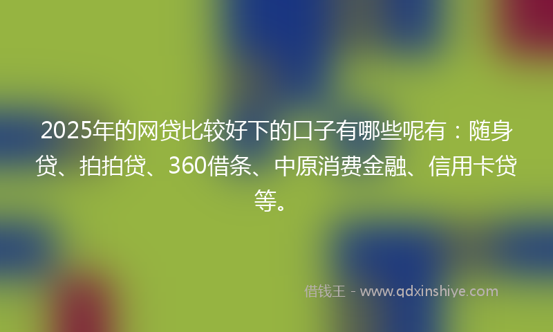 2025年的网贷比较好下的口子有哪些呢有：随身贷、拍拍贷、360借条、中原消费金融、信用卡贷等。
