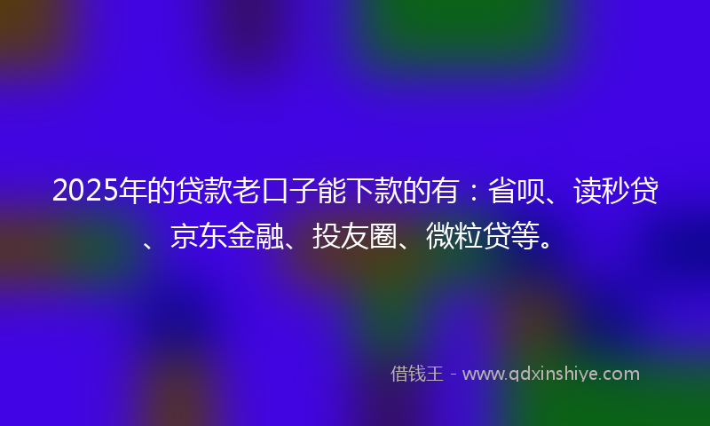 2025年的贷款老口子能下款的有：省呗、读秒贷、京东金融、投友圈、微粒贷等。