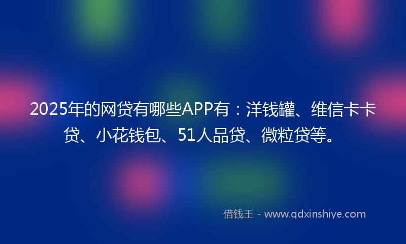 2025年的网贷有哪些APP有：洋钱罐、维信卡卡贷、小花钱包、51人品贷、微粒贷等。
