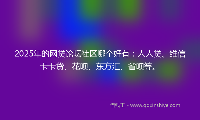 2025年的网贷论坛社区哪个好有：人人贷、维信卡卡贷、花呗、东方汇、省呗等。