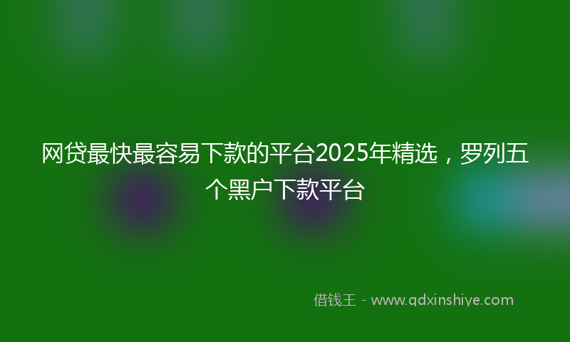 网贷最快最容易下款的平台2025年精选，罗列五个黑户下款平台