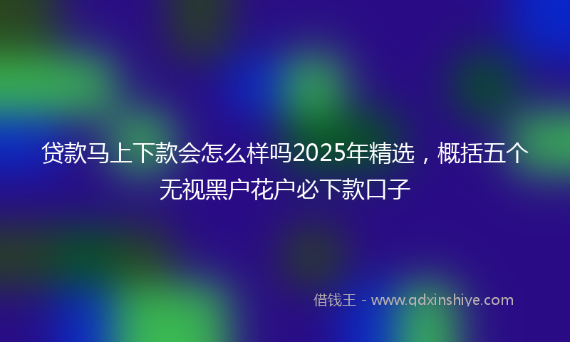 贷款马上下款会怎么样吗2025年精选，概括五个无视黑户花户必下款口子