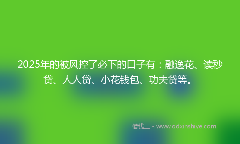 2025年的被风控了必下的口子有：融逸花、读秒贷、人人贷、小花钱包、功夫贷等。