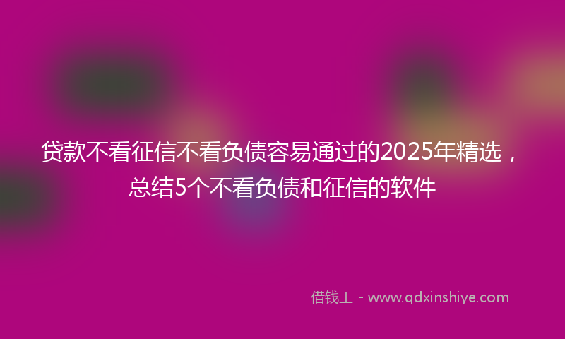 贷款不看征信不看负债容易通过的2025年精选，总结5个不看负债和征信的软件