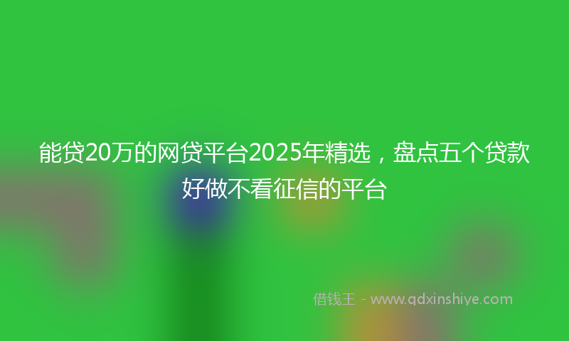 能贷20万的网贷平台2025年精选，盘点五个贷款好做不看征信的平台