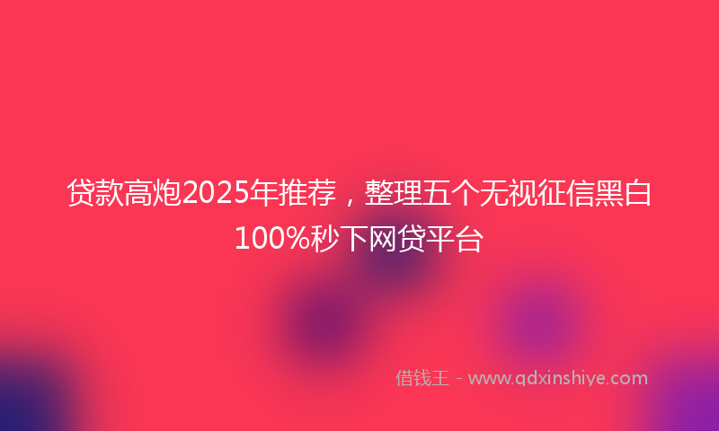 贷款高炮2025年推荐，整理五个无视征信黑白100%秒下网贷平台