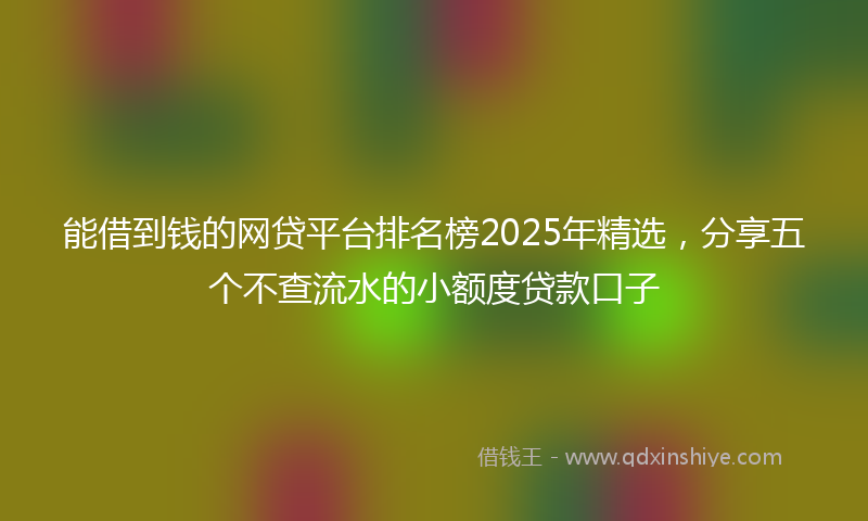 能借到钱的网贷平台排名榜2025年精选，分享五个不查流水的小额度贷款口子