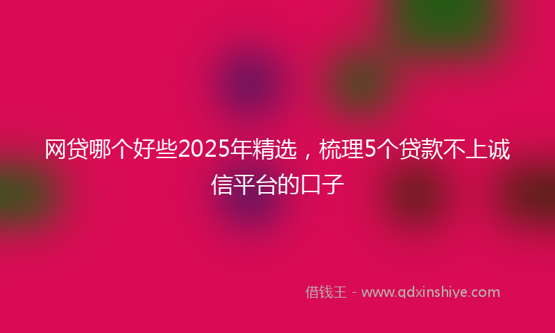 网贷哪个好些2025年精选，梳理5个贷款不上诚信平台的口子
