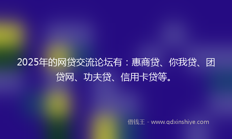 2025年的网贷交流论坛有：惠商贷、你我贷、团贷网、功夫贷、信用卡贷等。
