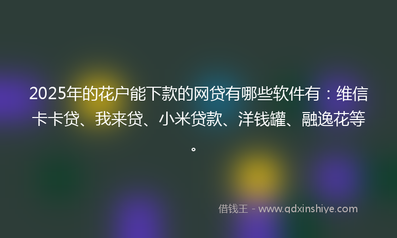 2025年的花户能下款的网贷有哪些软件有：维信卡卡贷、我来贷、小米贷款、洋钱罐、融逸花等。