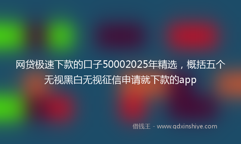 网贷极速下款的口子50002025年精选，概括五个无视黑白无视征信申请就下款的app