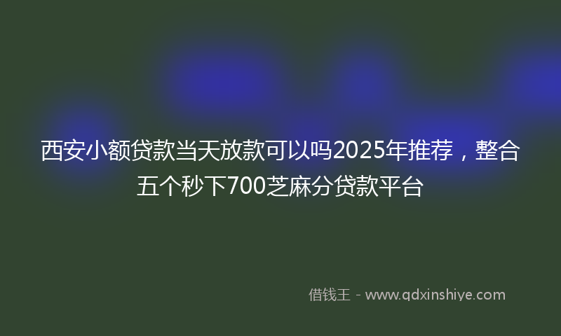 西安小额贷款当天放款可以吗2025年推荐，整合五个秒下700芝麻分贷款平台