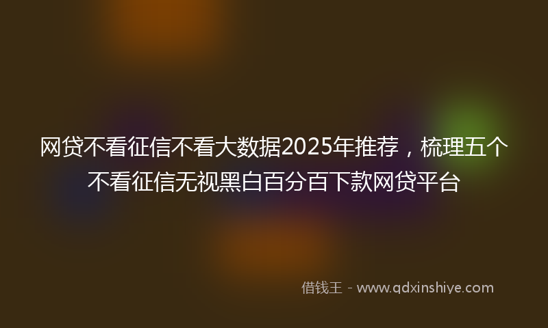 网贷不看征信不看大数据2025年推荐，梳理五个不看征信无视黑白百分百下款网贷平台