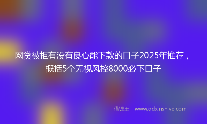 网贷被拒有没有良心能下款的口子2025年推荐，概括5个无视风控8000必下口子