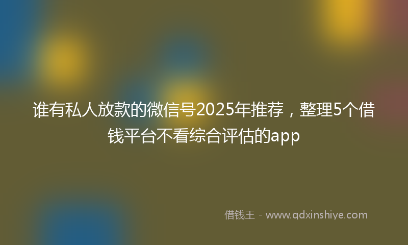 谁有私人放款的微信号2025年推荐，整理5个借钱平台不看综合评估的app