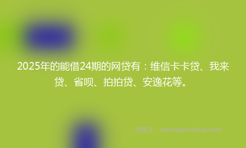 2025年的能借24期的网贷有：维信卡卡贷、我来贷、省呗、拍拍贷、安逸花等。