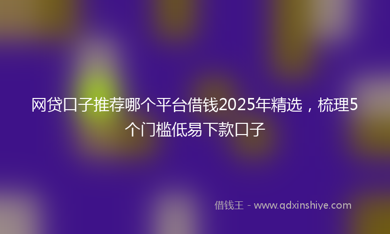 网贷口子推荐哪个平台借钱2025年精选，梳理5个门槛低易下款口子