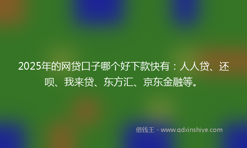 2025年的网贷口子哪个好下款快有：人人贷、还呗、我来贷、东方汇、京东金融等。