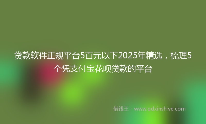 贷款软件正规平台5百元以下2025年精选，梳理5个凭支付宝花呗贷款的平台
